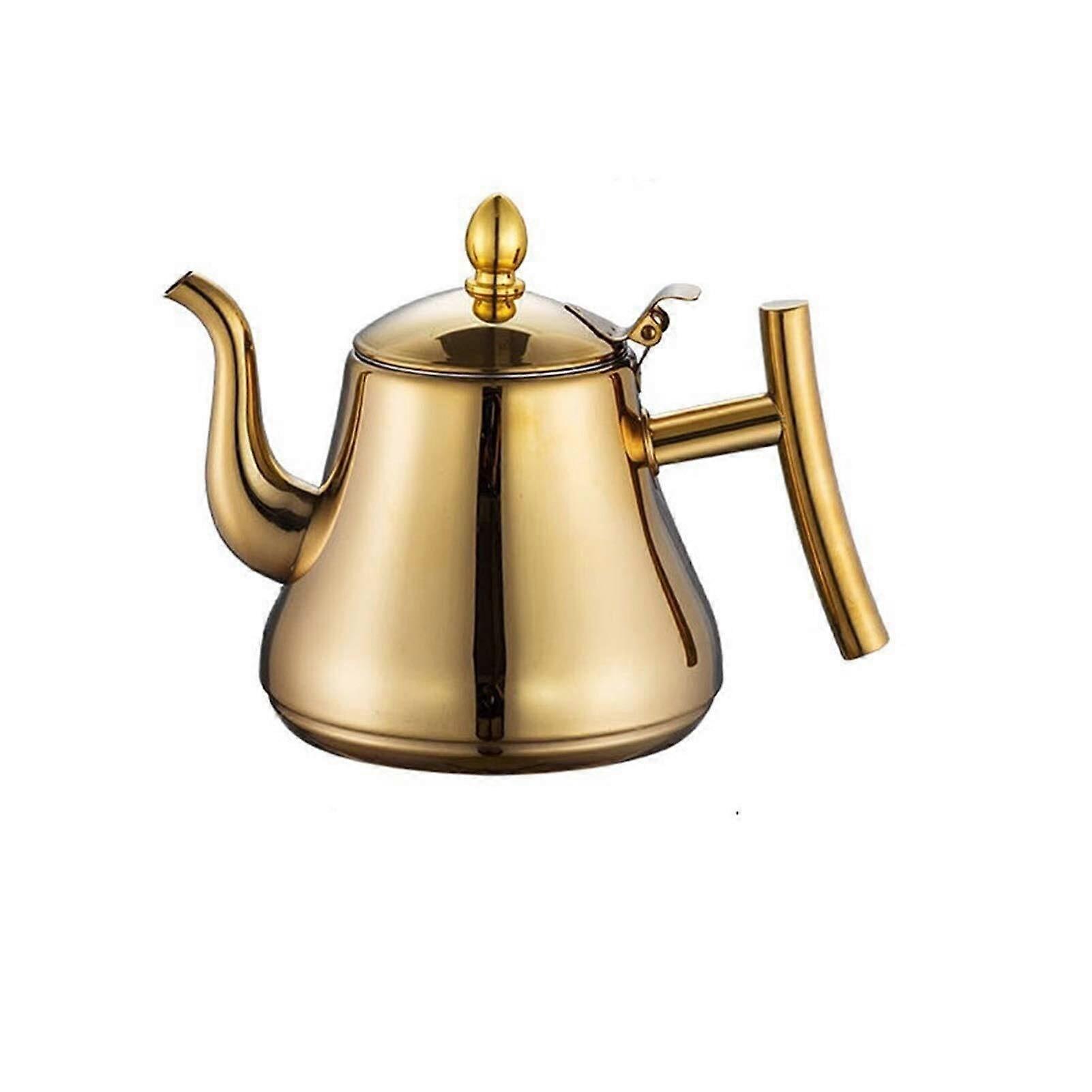 Cute Gold Stainless Steel Teapot for Stovetop - Fast Heating Coffee & Tea Kettle with Ultra-Fine Filter