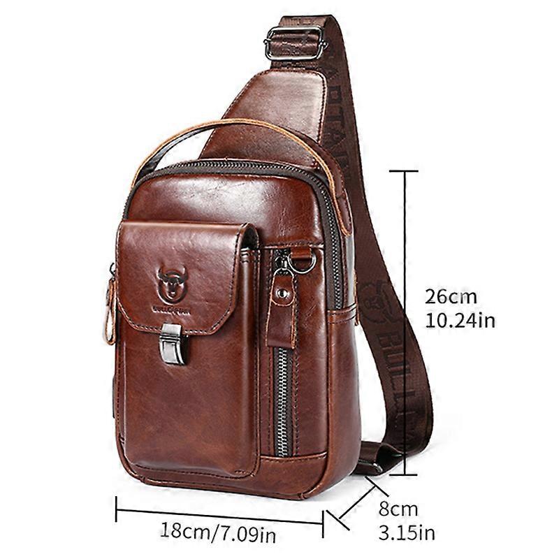 BULL CAPTAIN 302 First-Layer Cowhide Men Casual Shoulder Bag Leather Retro Briefcase(Brown)
