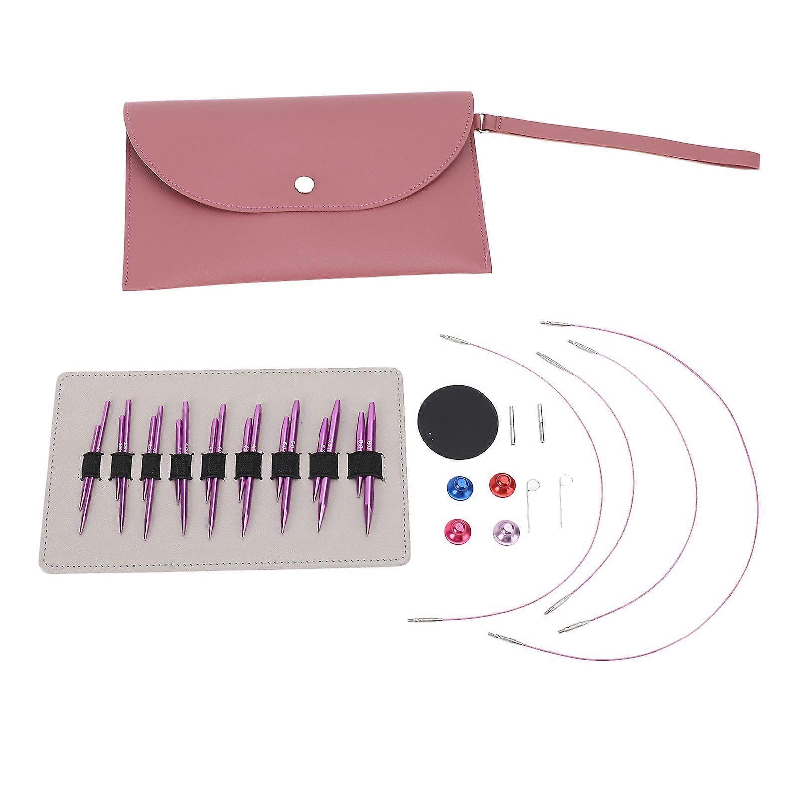 Circular Knitting Needle Set Detachable 3.0-6.0mm Purple Color Interchangeable Circular Needle Kit