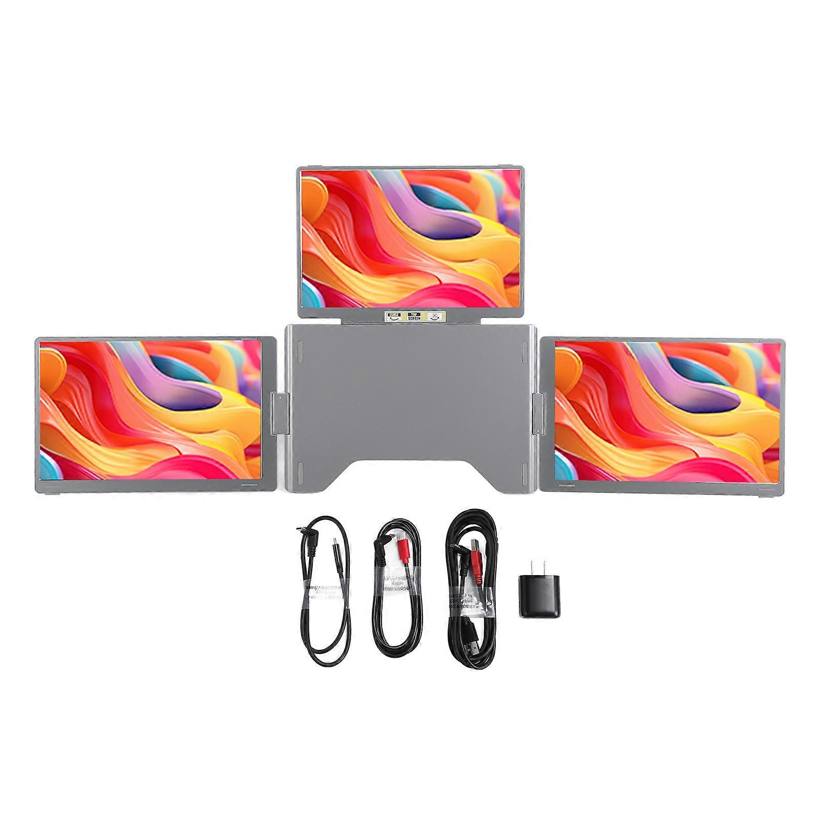 14 Inch Laptop Screen Portable Quad Display 12-17.3in Laptops Foldable 1 Cable 3 Displays Extender Wins for OS X Space Gray