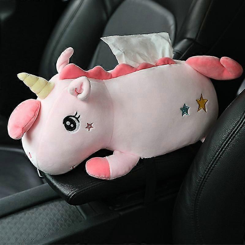 Kawaii Unicorn Car Pig Husky Cat Towel Plush Toy Animals Dinosaur Box Home Sofa Paper Tissue Holder Napkin Case Pouch Plushie