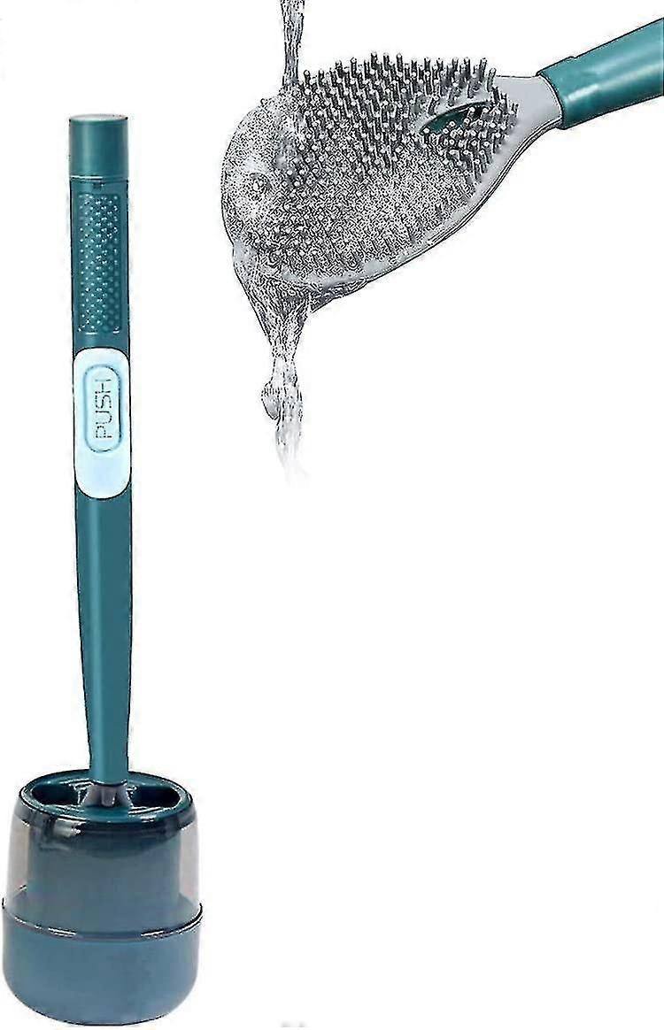 WC-kefe és tartótartók, újratölthető WC-kefe és tartókészlet, szappanadagoló WC-kefe, Tpr puha szilikon WC-kefe tisztítófolyadékkal,