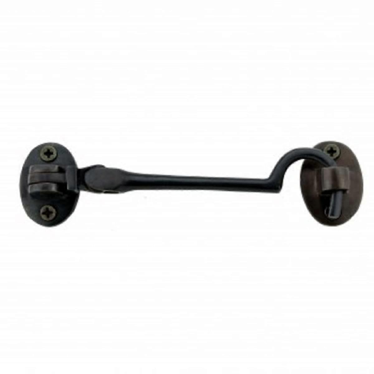 Door Latch Lock 4 in. Hook Brass Swivel Style Hook and Eye Latch for Door in Oil Rubbed Bronze Finish with Mounting Hardware