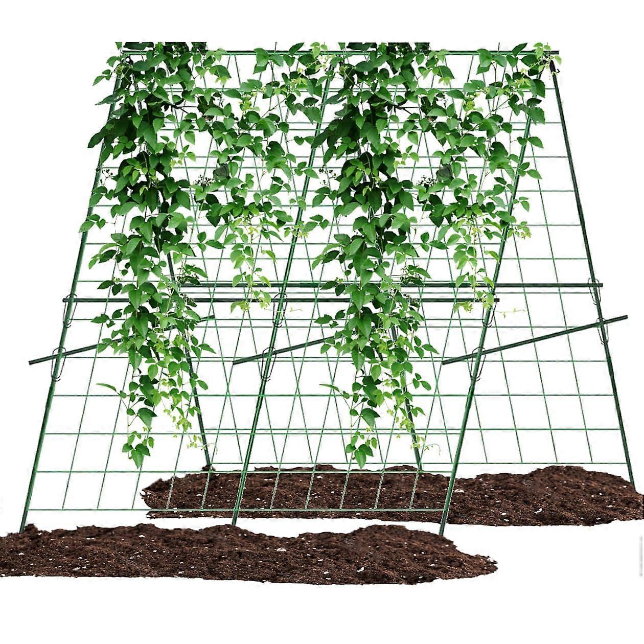 Cucumber Trellis,AShape Garden Trellis for Raised Beds with Climbing Net,Plant Support for Climbing Plants Outdoor,47x47inch Metal Vegetables Trellis