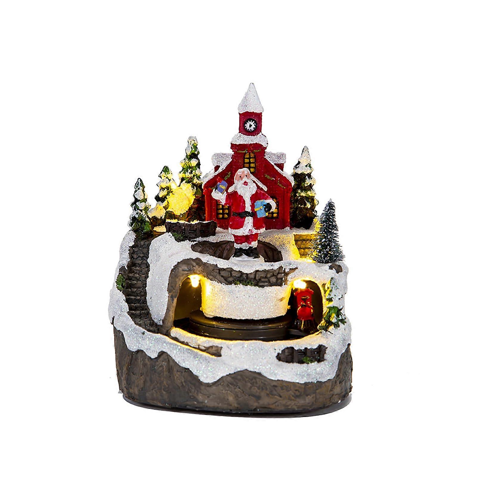 Christmas Village Tree House - Handmade Lighted Xmas Decoration with Collectible Battery Operated Houses