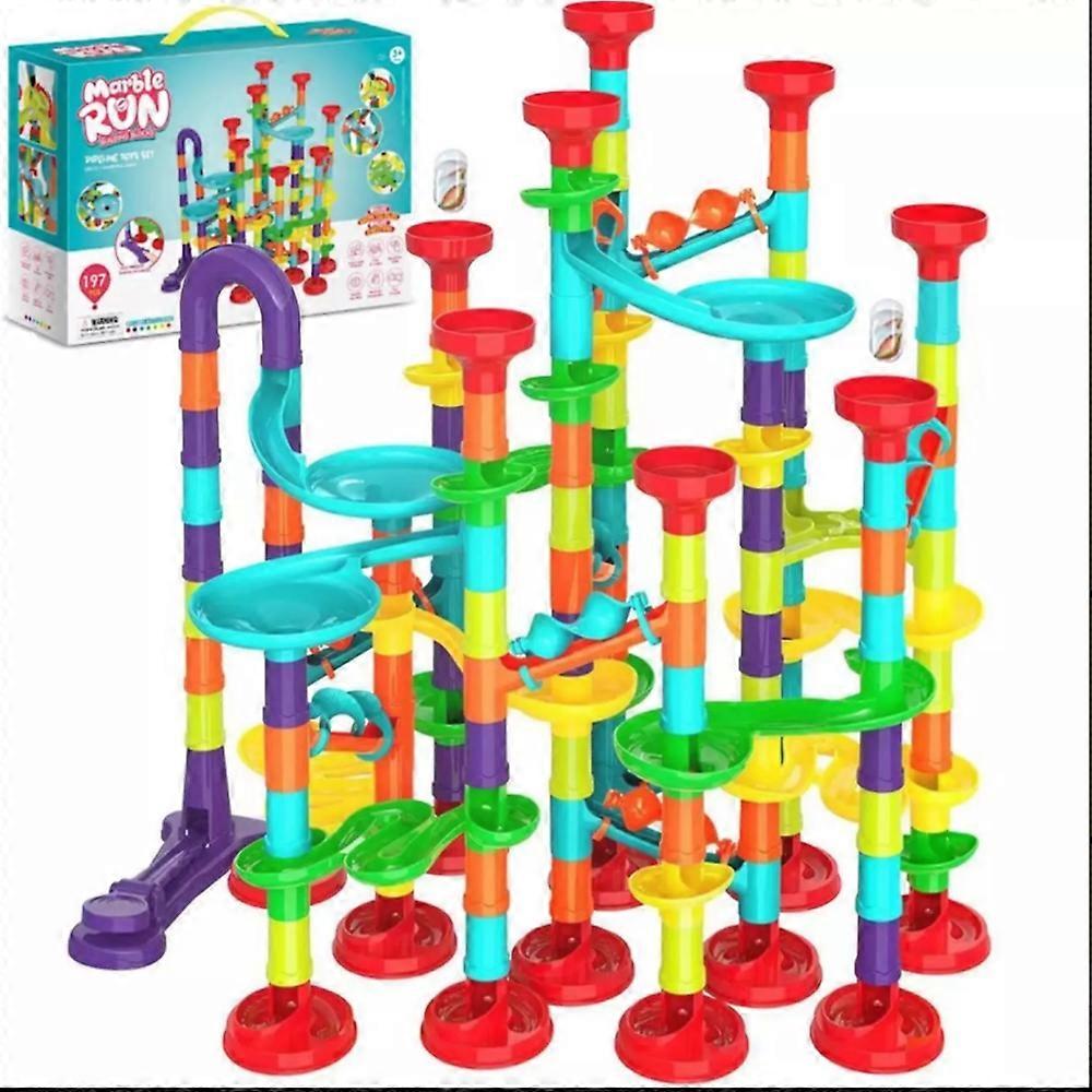 Marble Track Set With 197 Construction Building Blocks Hand-Eye Coordination Perfect Gift