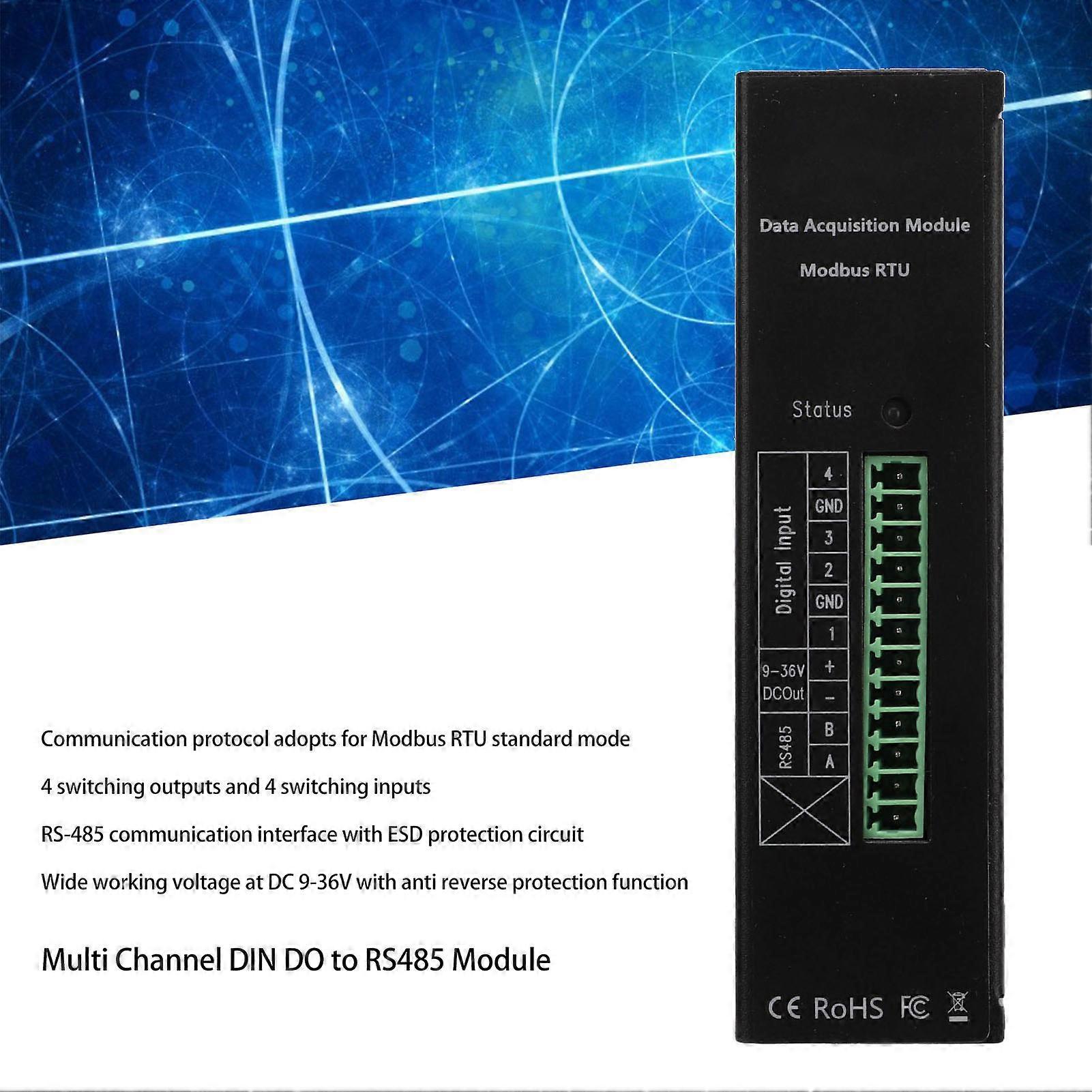 Multi-Channel RS485 Relay Module | Modbus RTU | 4-Way DIN Rail | Temperature Signal