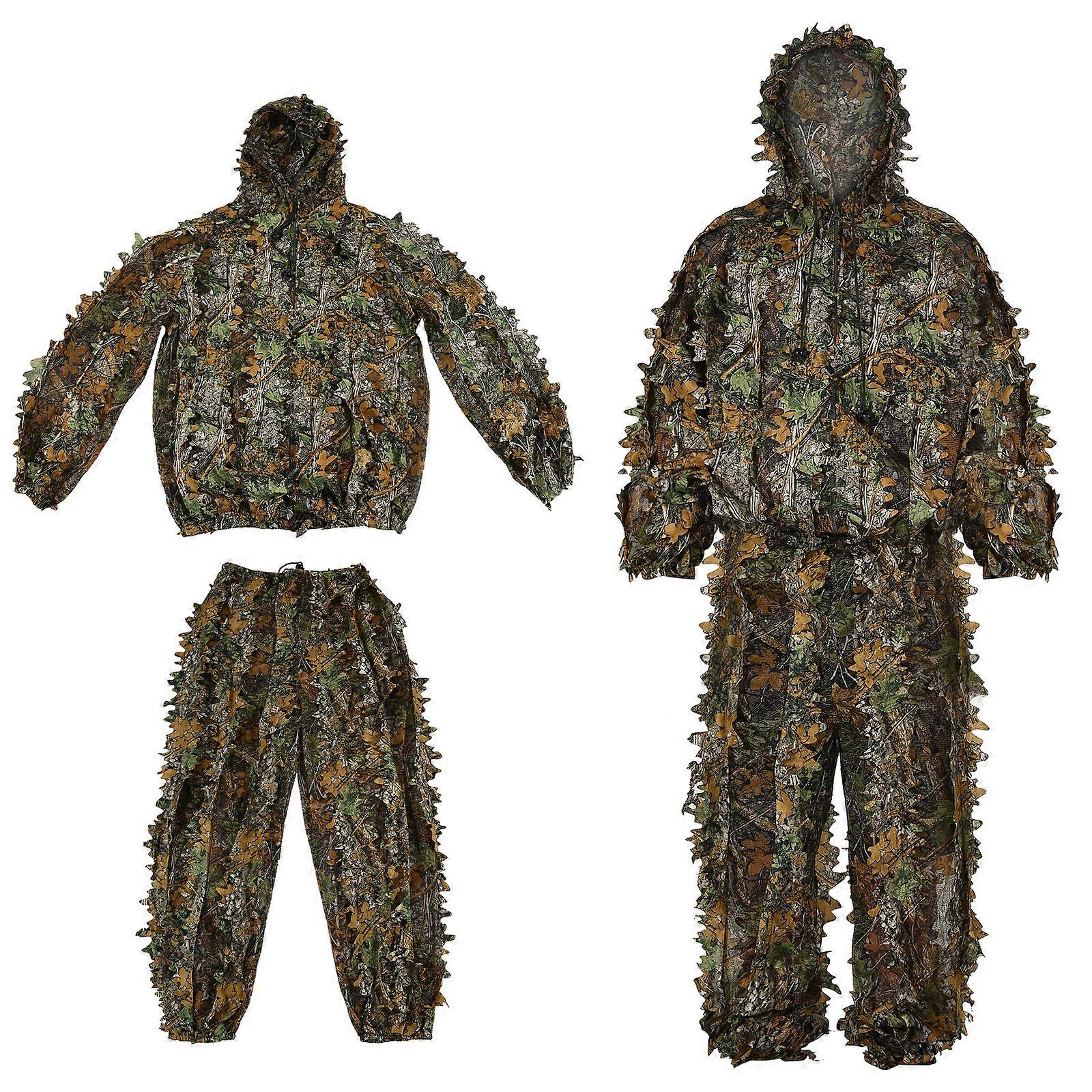 Dragt Mænd / Børn 3D Blad Camouflage Åndbart og Letvægts Til Skydning Fuglekiggeri Camo Jagtbukser Ghillie Dragter