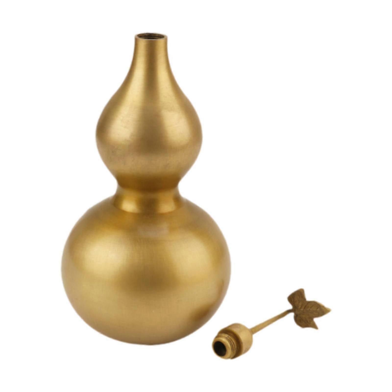 Bagua Gourd Statue Wu Lou Sculpture Feng Shui Ornament Gift Desktop with Leaf and Openable Lid for Bookshelf Chinese New Year