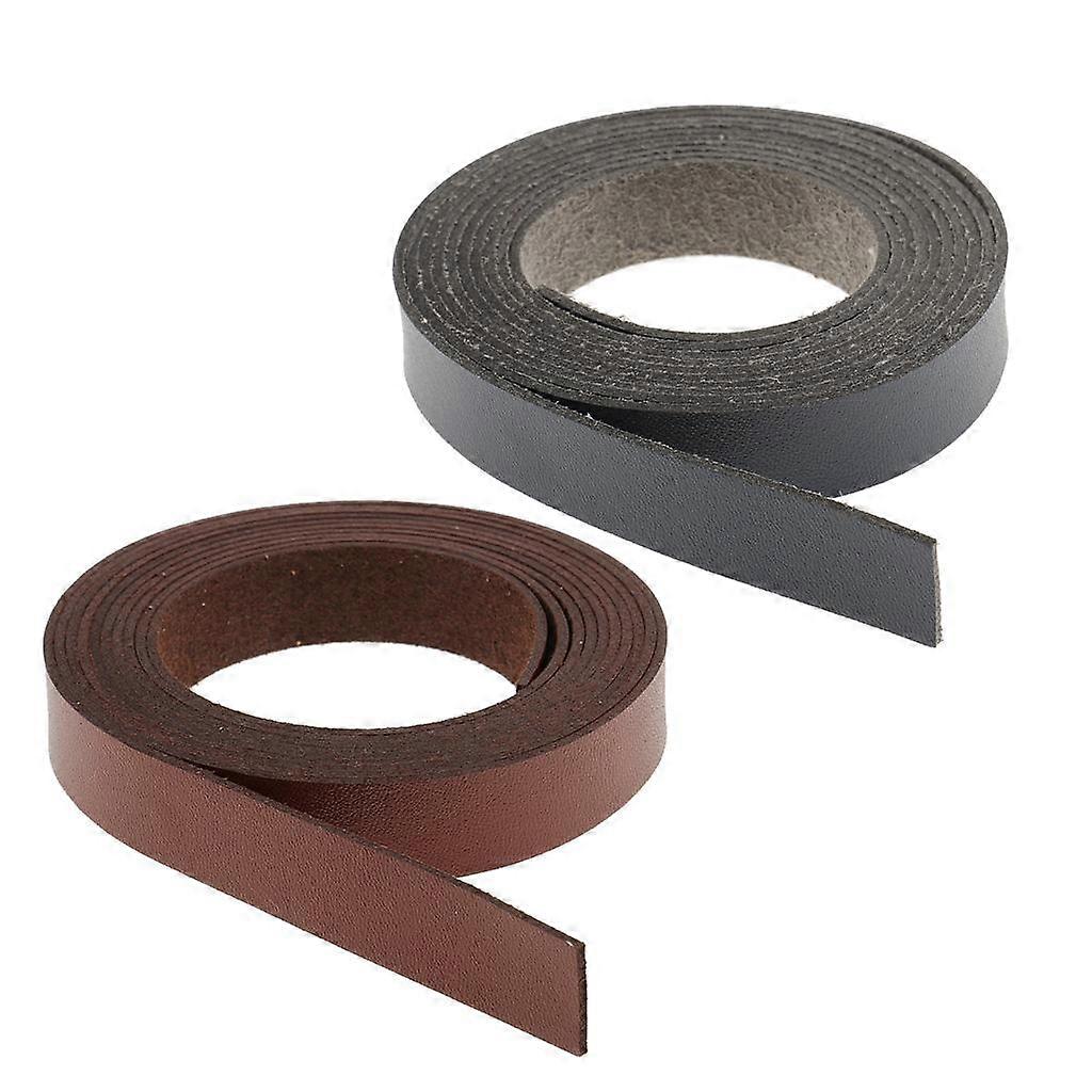 2Pcs DIY Thin Leather Strips PU Straps for Bag Handle Hand Crafts 2.18 Yard
