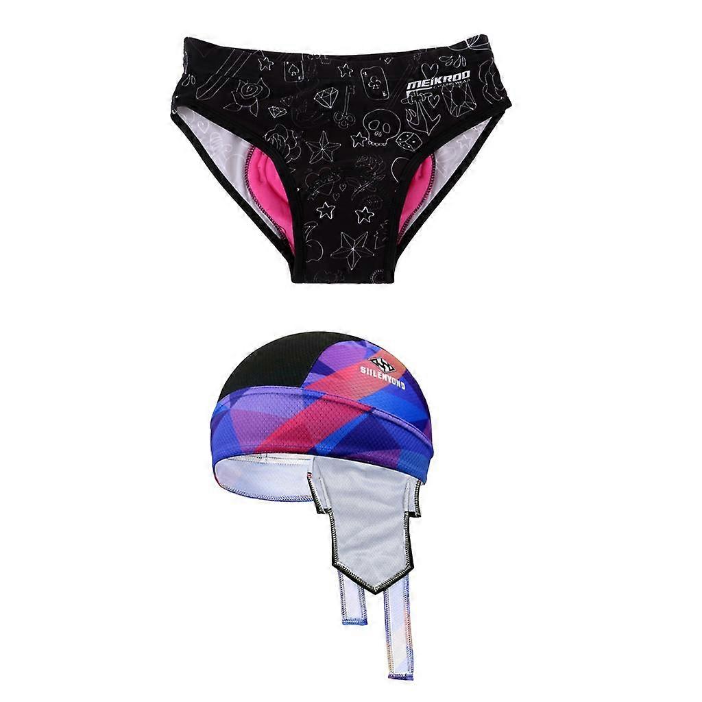 3D vadderade kvinnor cykelshorts med cykel huvudbonader bandana wrap, fukt