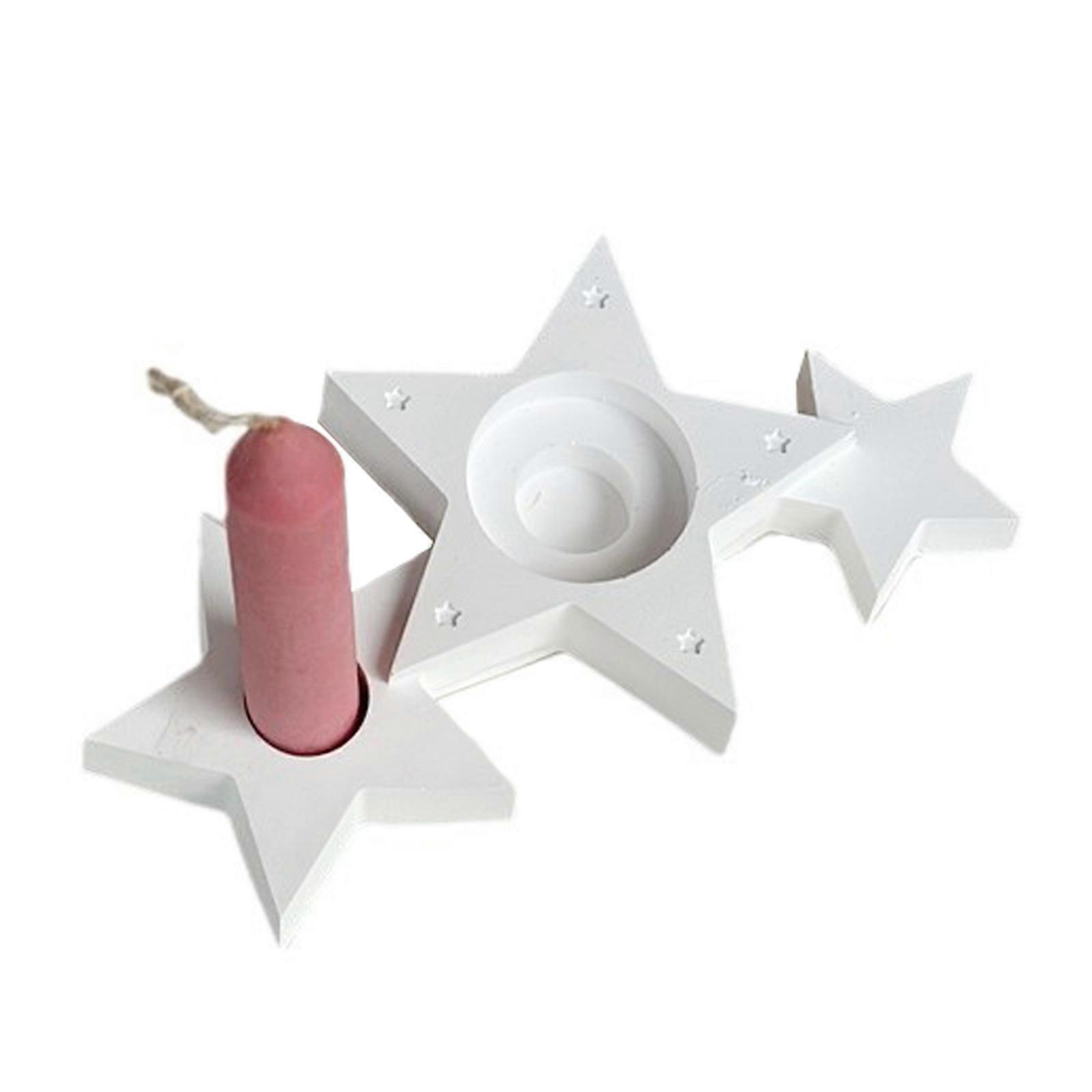 Practical Silicone Candle Stand Mold Designed As Three Linked Stars For Easy Candle Holder Making And Cleaning