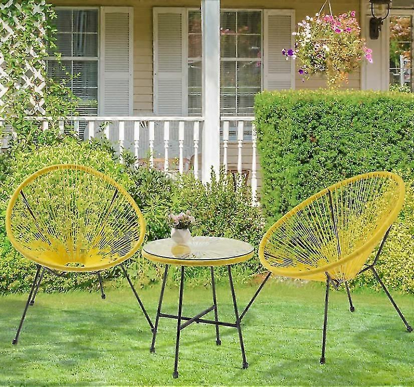 Outdoor Furniture Chair Set Bistro Set (set Of 3) Color Yellow