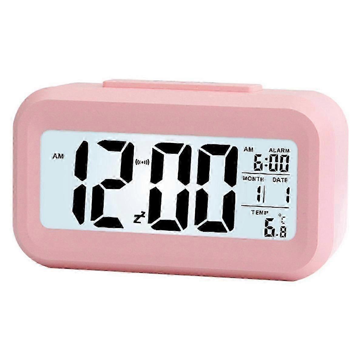 Led Digital Alarm Clock Snooze Electronic Alarm Clock Temperature Humidity Display Desktop Clocks Home Decoration Pink