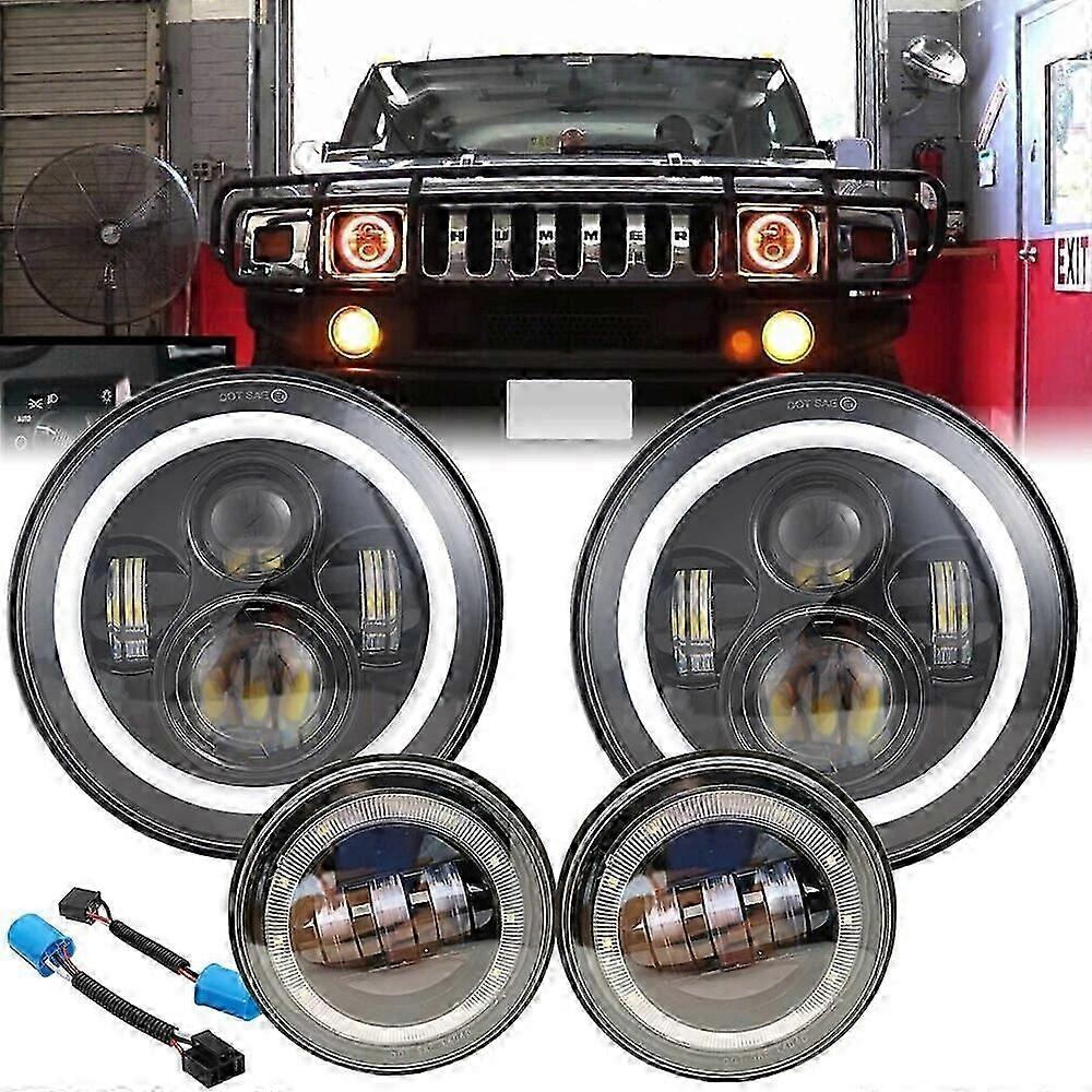 Για το 2003-2009 Hummer H2 γύρος 7inch οδήγησε Healight με Drl άσπρα εξαρτήματα αυτοκινήτων ανακατασκευής φώτων ομίχλης δαχτυλιδιών φωτοστέφανου