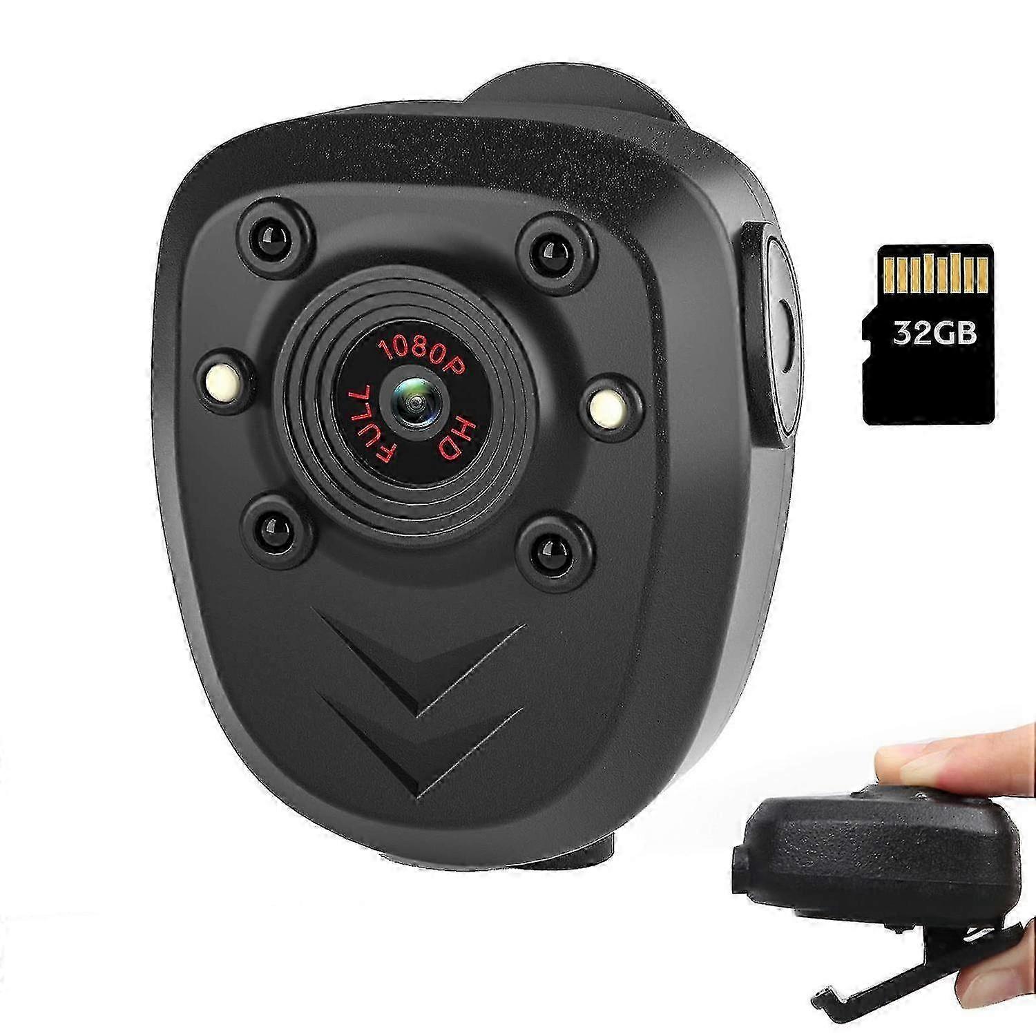 Mini Body Worn Camera Wearable Police with Night Vision Built-in 32GB Memory Card HD1080P Video Reco