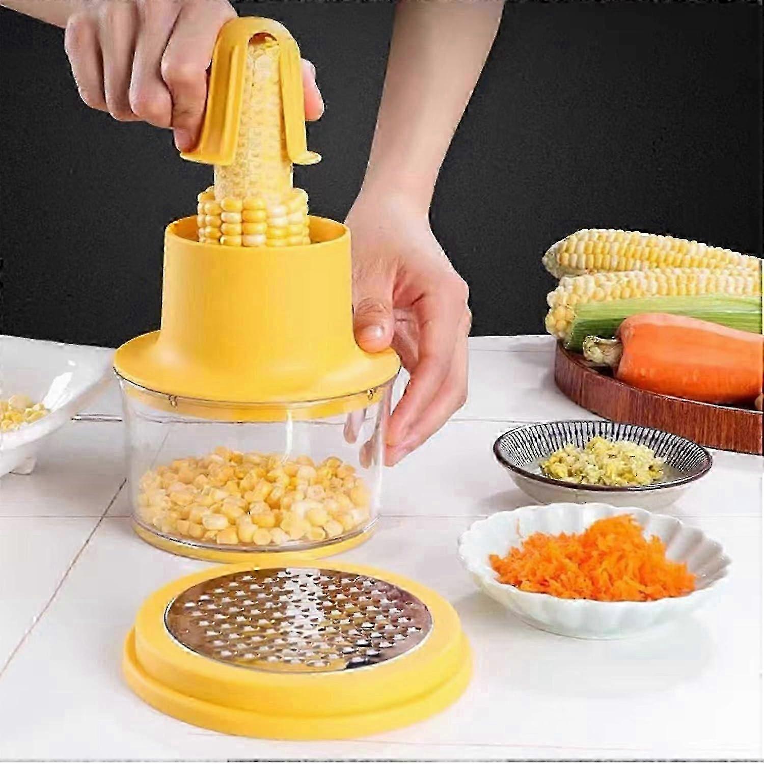 Corn Peeler and Stripping Tool, Corn Cutter & Remover with Integrated Measuring Cup Grater, Suitable for Use with a Popular Brand, Efficient