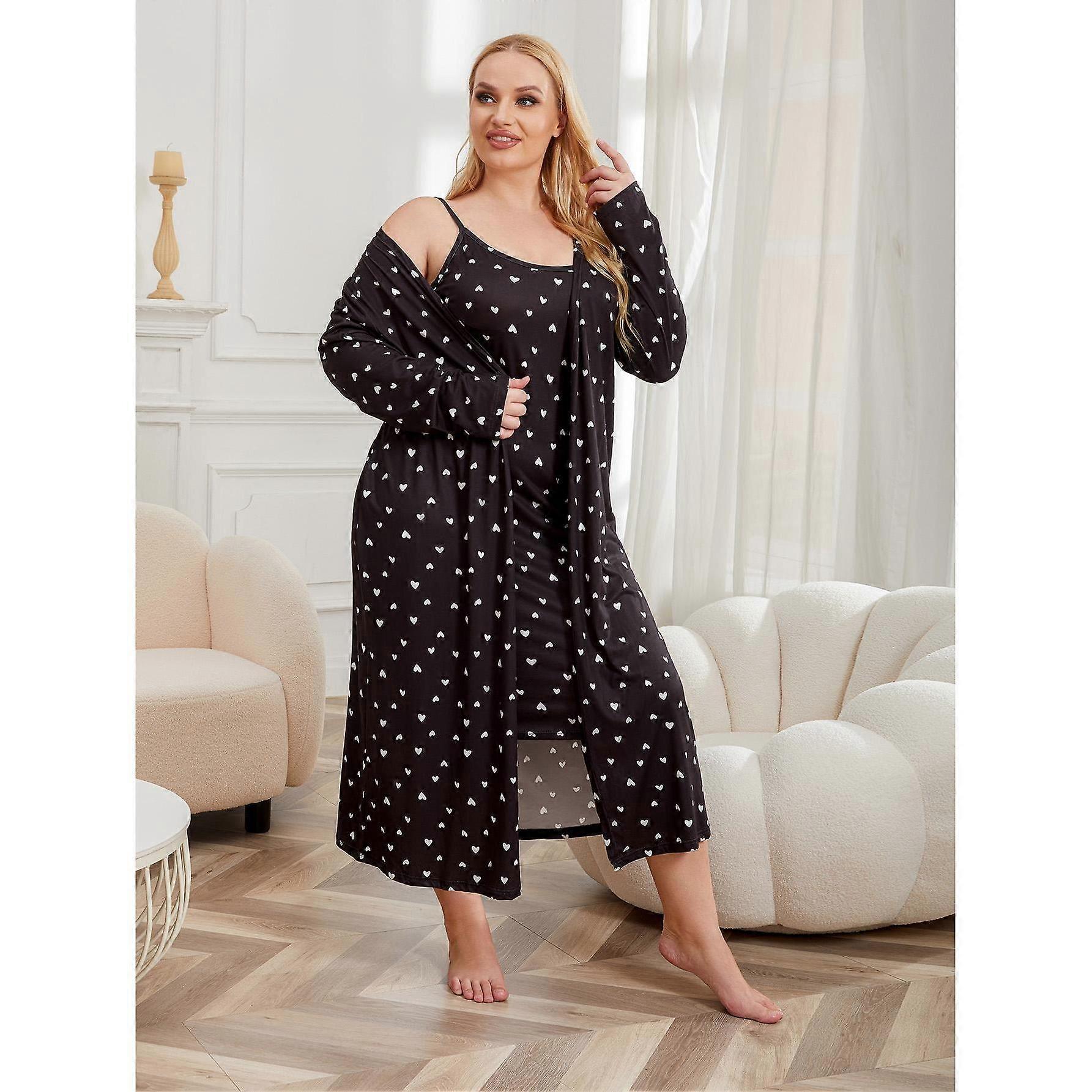 Satin Women's Plus Size Pajamas Light Luxury Cool Feeling Robe Bathrobe Set Loungewear