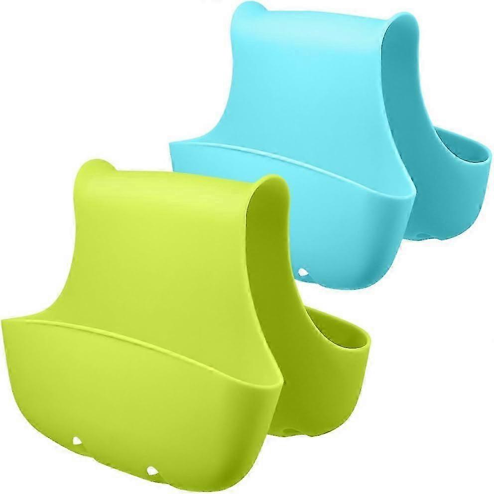 Double-Sink Sponge Holder - Blue & Green - Kitchen Bathroom Storage