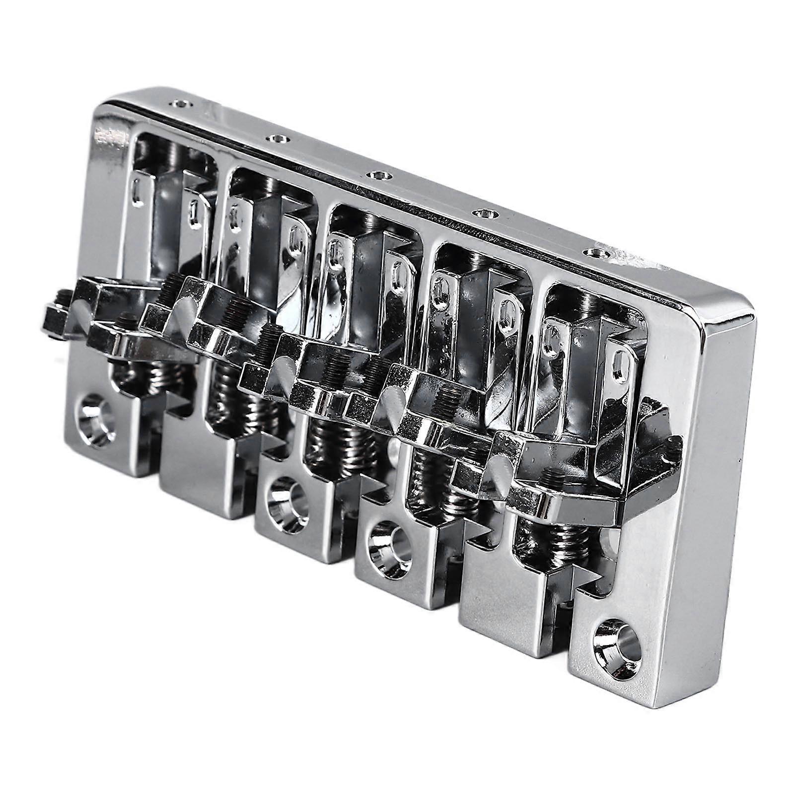 Bass Bridge Flip Top Micro Adjustable 5 String Bass Bridge Replacement for Practice Performance Silver 