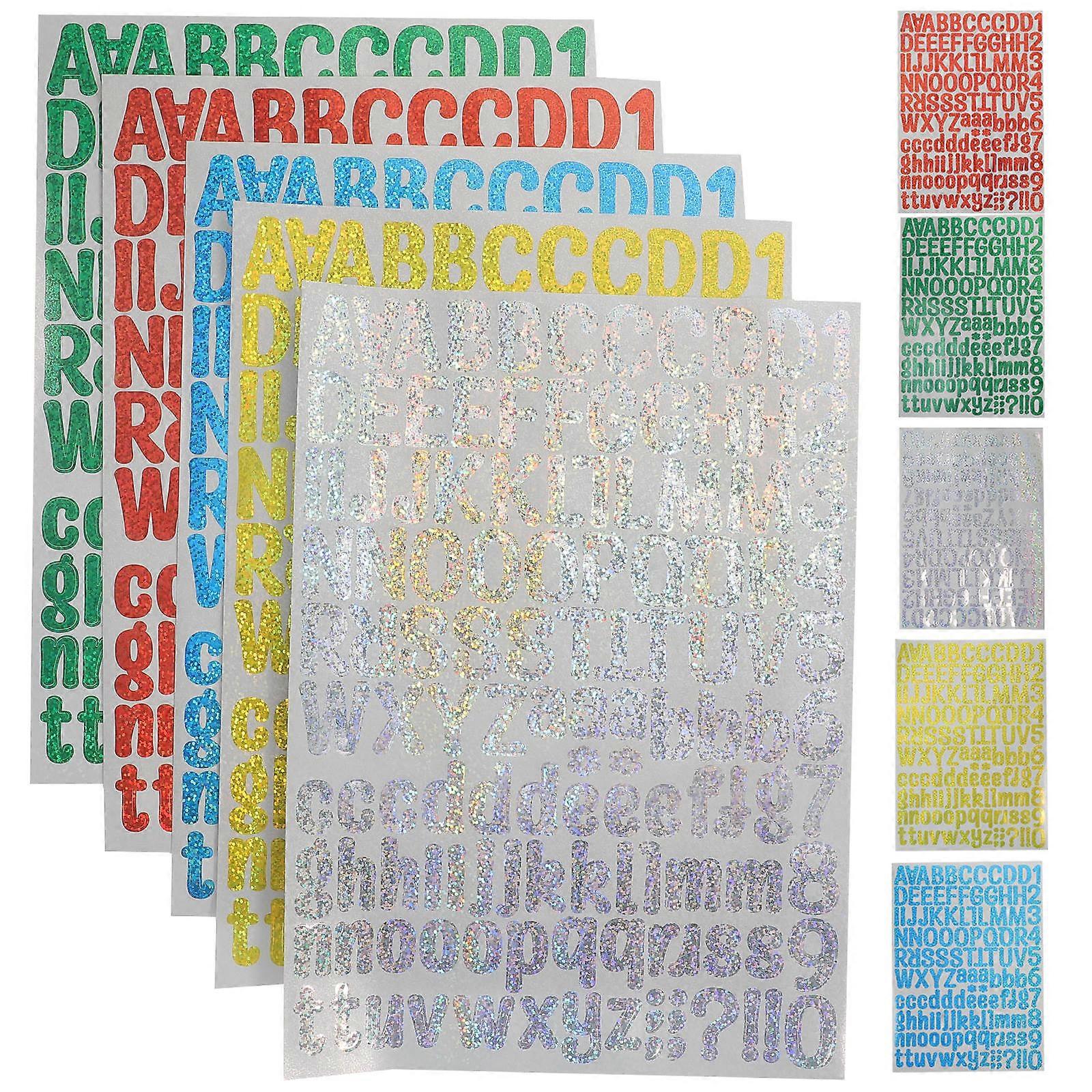 Holographic Letter Stickers Red Self Adhesive Shiny Alphabet 20 Sheets