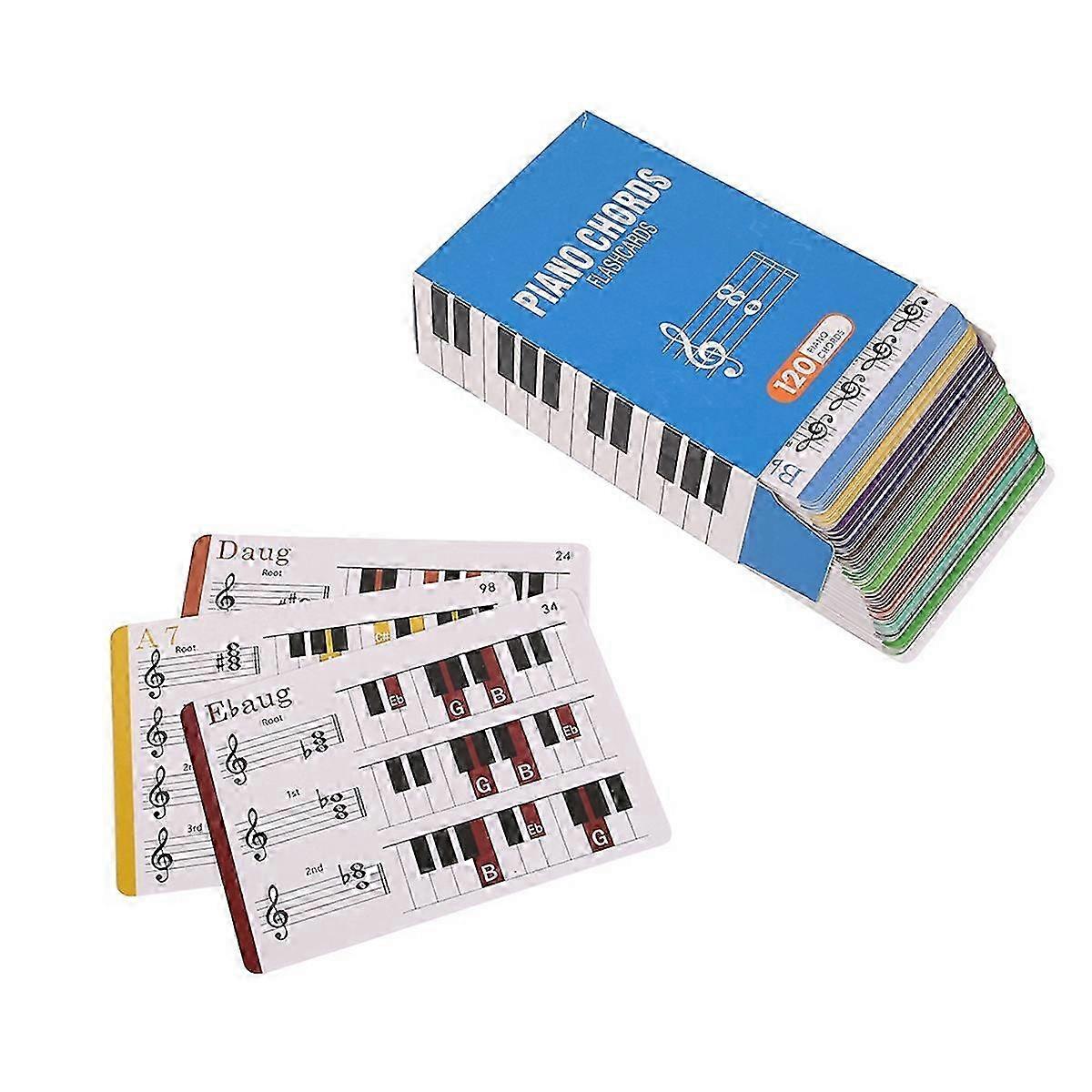 ピアノコードピアノコードチャートフラッシュカード120コード、ピアノ、音楽学習者のための楽しい教育フラッシュカード写真の色SZRH AV