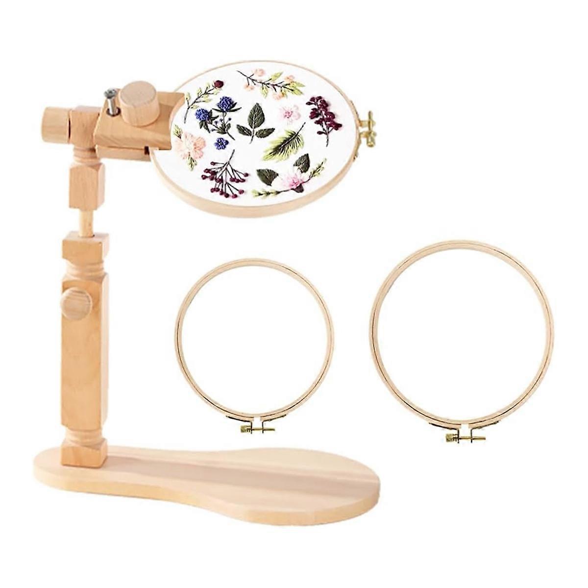 Adjustable Embroidery Hoop Stand with 2PCS Hoops, for Sewing Projects