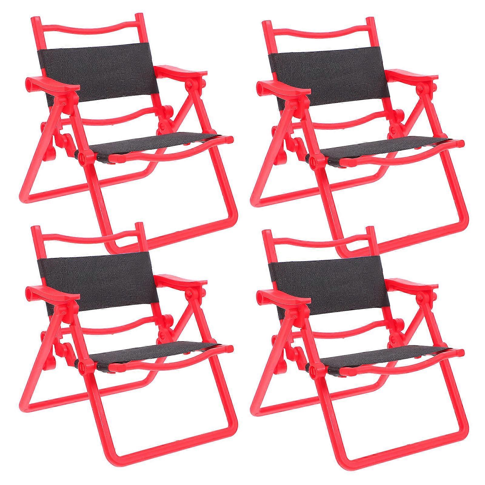 4pcs Mini Folding Beach Chairs for Dollhouse Furniture – Compact Design for Realistic Beach Scenes and Portable Outdoor Use