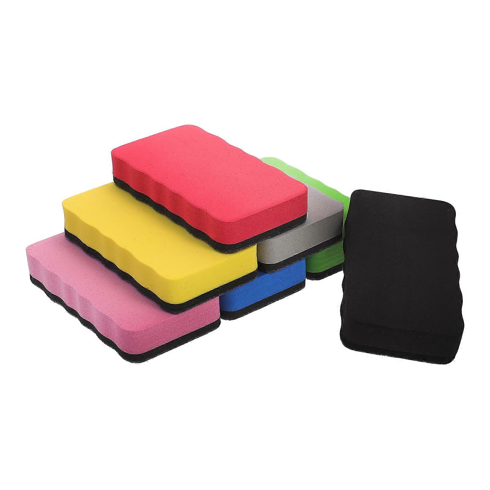 7pcs Reusable Whiteboard Erasers With Felt Pads Washable Dry Erase Erasers For Classroom Office Home Use Multi Color Small Whiteboard Cleaning Tools