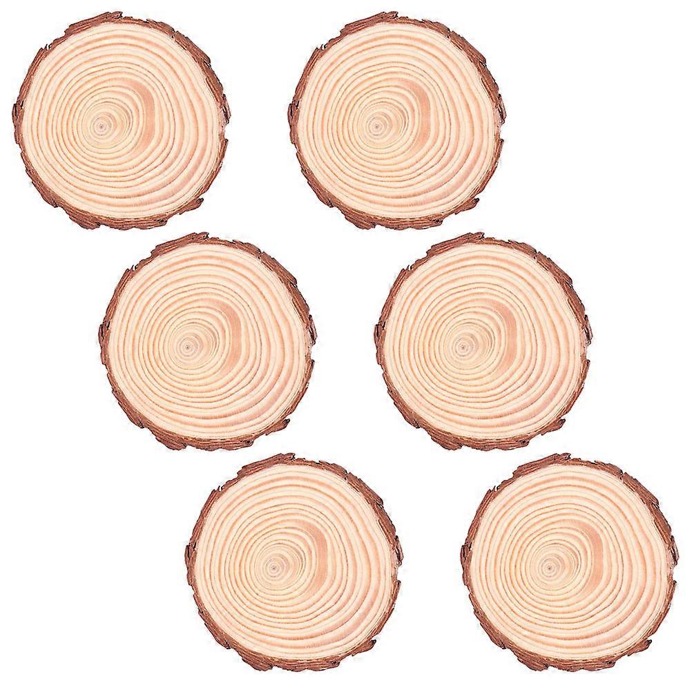 Unfinished Wood Slices Coasters for Diy Crafts and Decoration Round Shape 7-8cm Diameter 1cm Thickness 6Pcs
