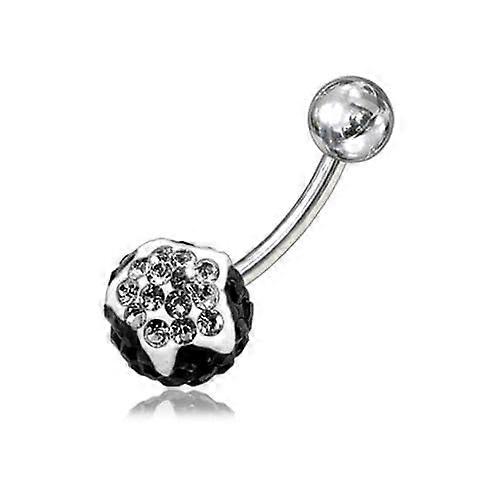 Clear And Black Crystal Belly Ring
