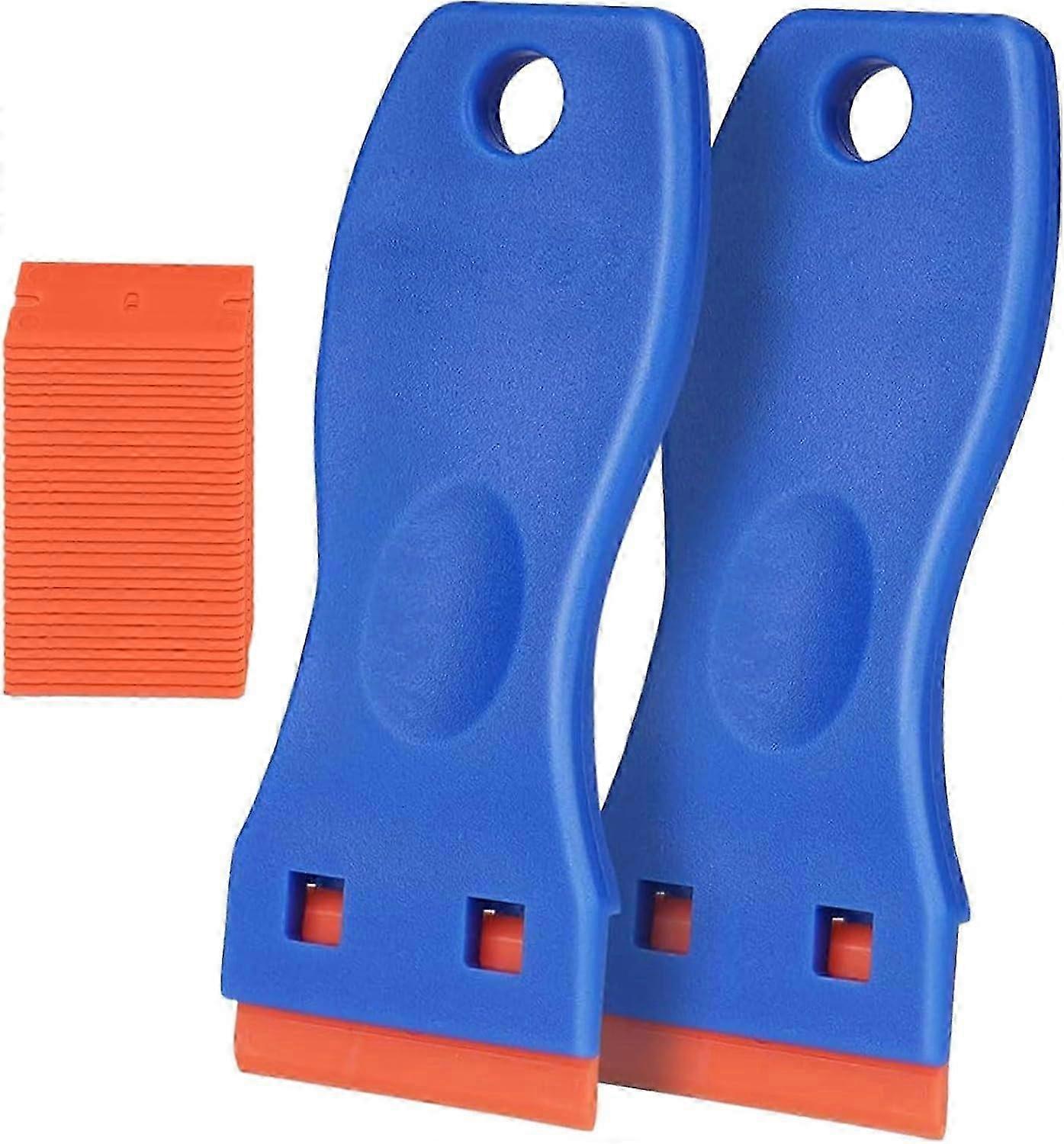 Plastic Scraper Set, 2 Spatulas with 20 Blades, No-Scratch Adhesive Remover Tool