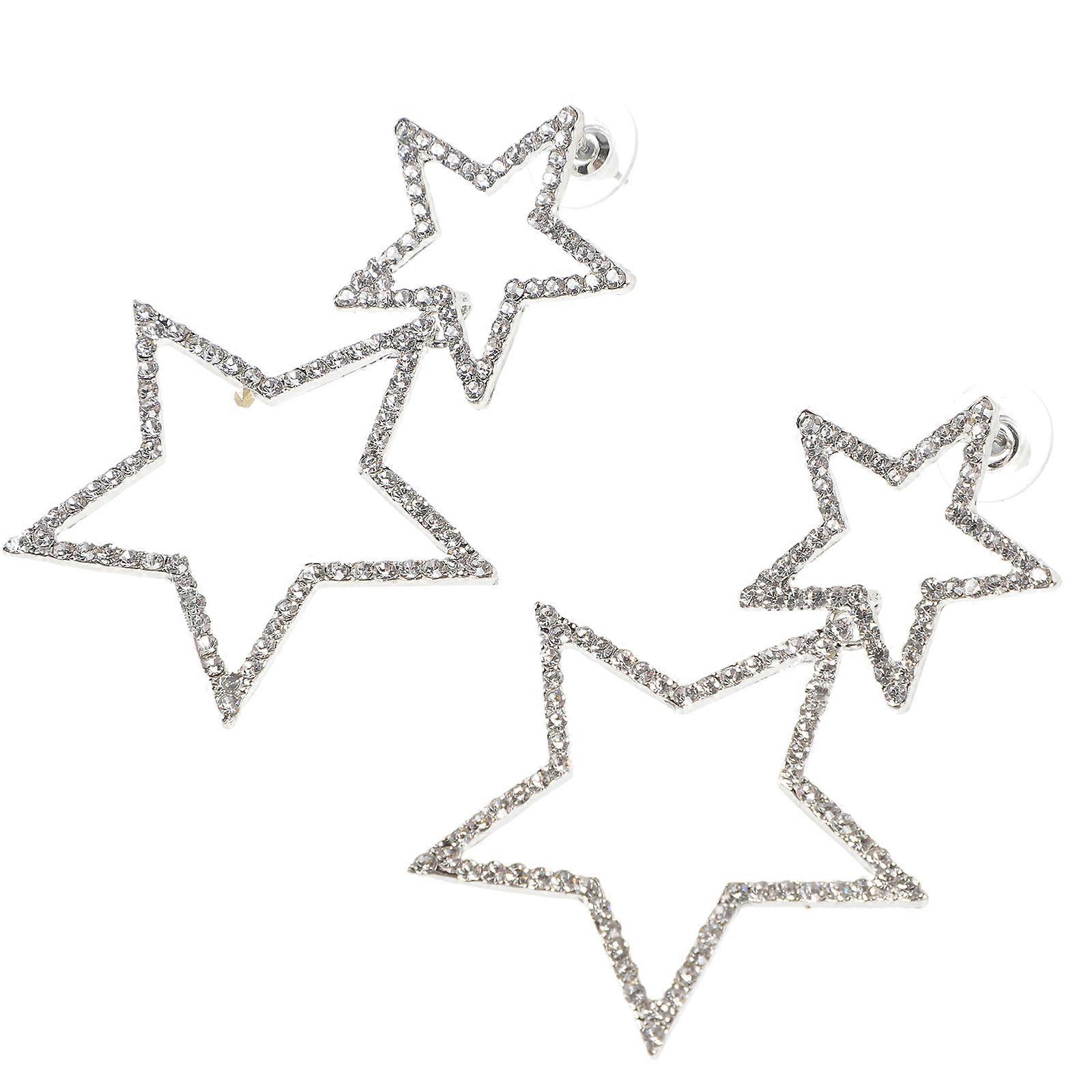 Here's a polished and engaging product description based on your input:

 

**1 Pair Dangle Star Earrings for Women – Lightweight Rhinestone Charms