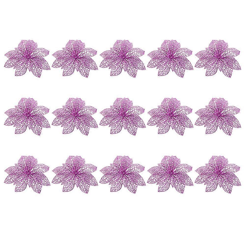 Decorative Simulation Flower Creative Christmas Artificial Flowers Violet 15x15cm 15Pcs