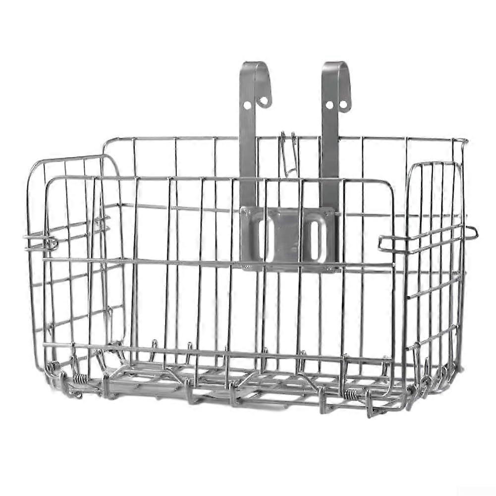 Foldable Bicycle Basket With Hooks For Outdoor Activities, Fits Most Bikes, Compact, Silver