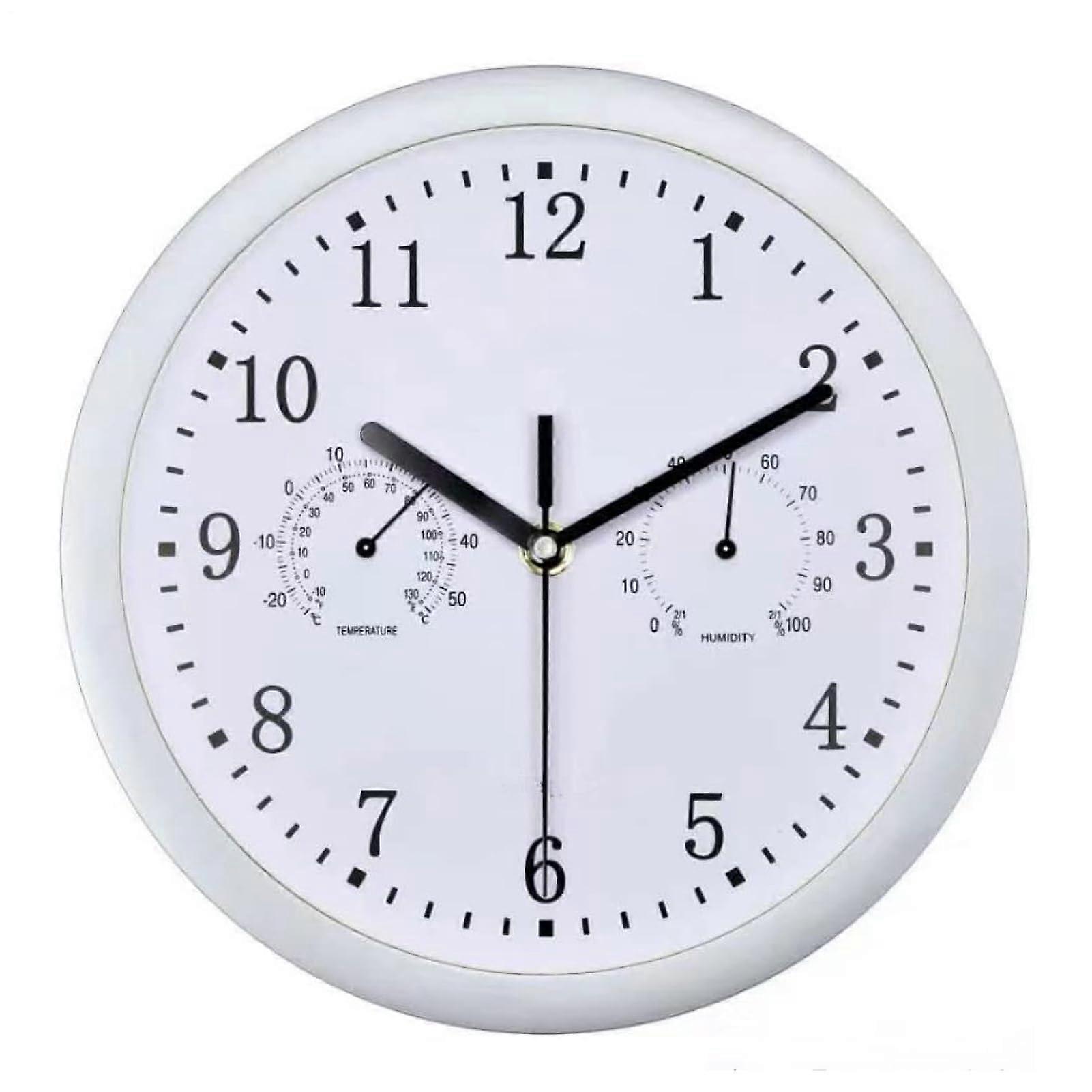 10inch outdoor clock – Silent with temperature humidity – Weatherproof – Indoor/outdoor silver Ref: 5847