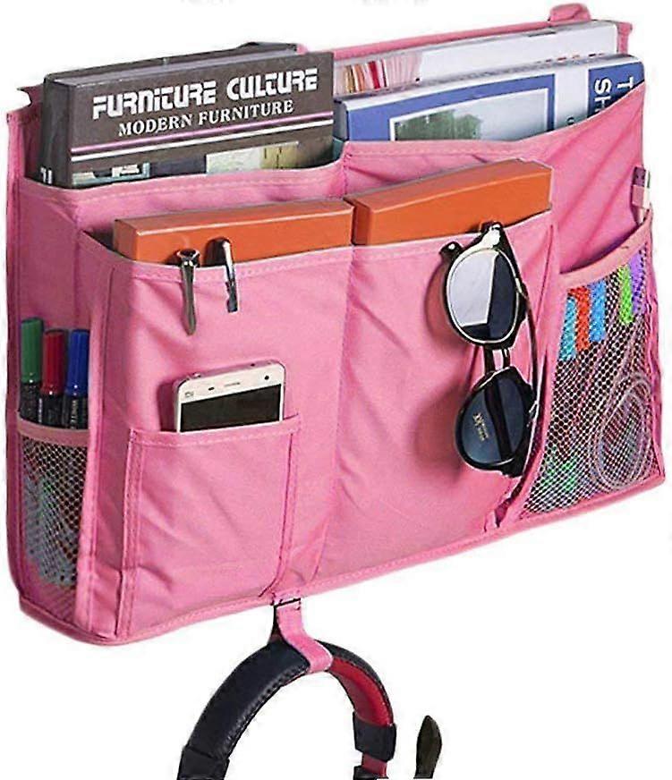 Bedside storage bag, sofa multi-pocket,50*30cm(Pink)