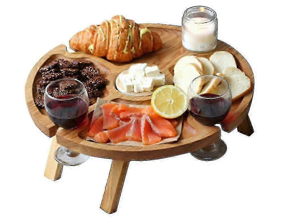 Outdoor folding table for wine glasses and picnic