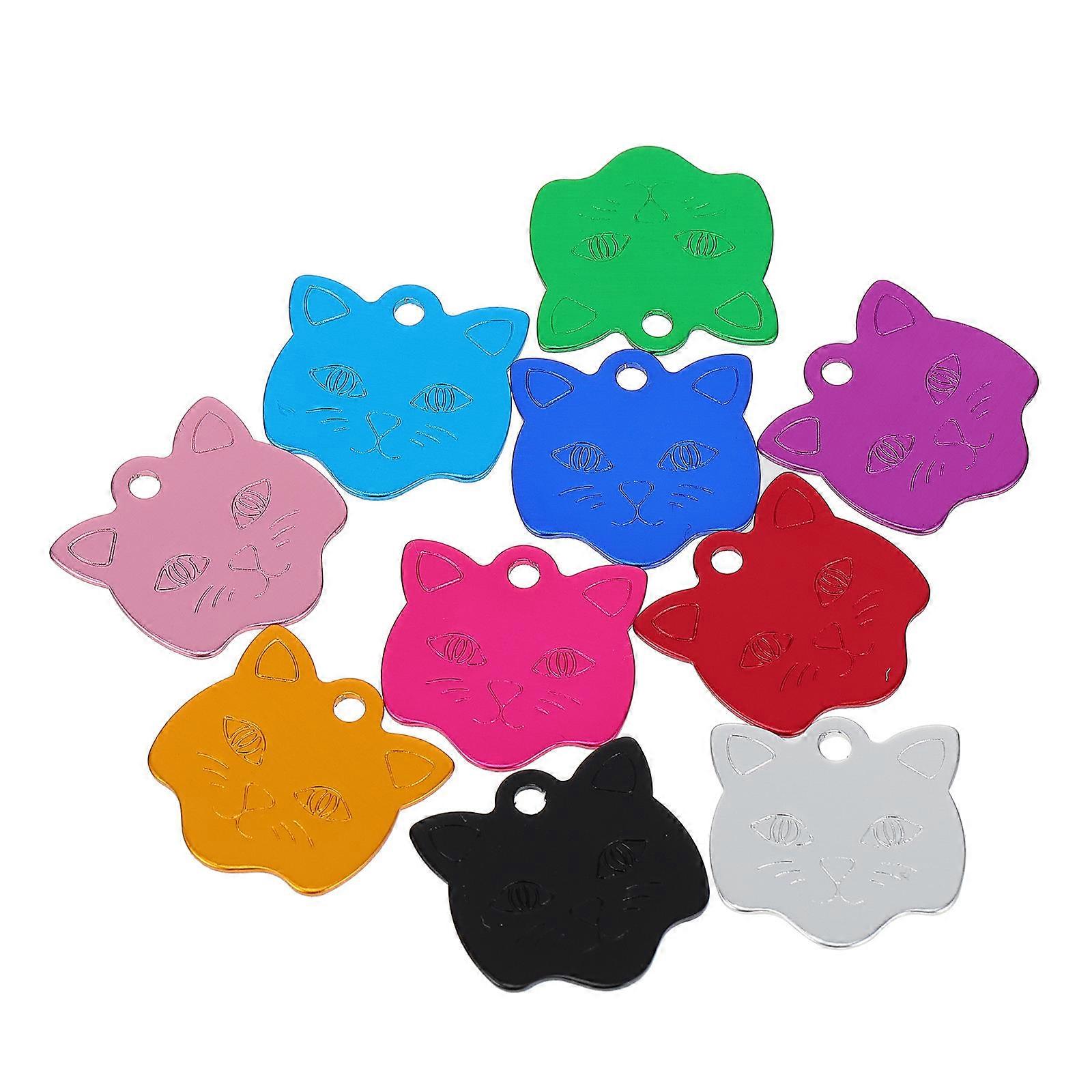 ציוד לחיות מחמד כתובת לחיות מחמד תגיות תליית ראש חתול תגיות צבע מגוון 2.5X2.5 ס"מ למנוע מחיית מחמד ללכת לאיבוד 10 יחידות