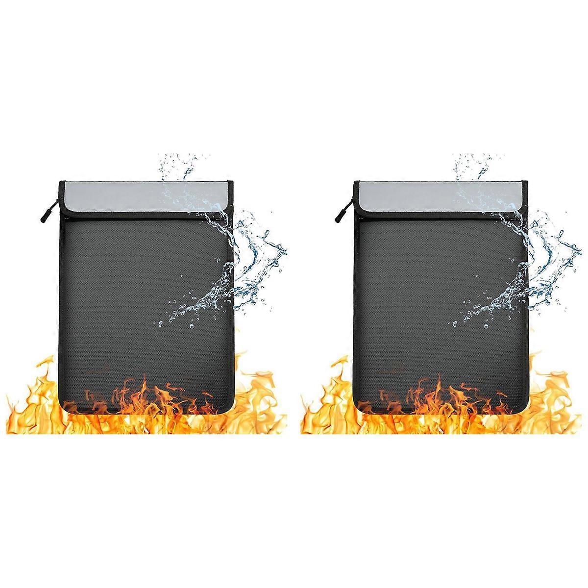 Fireproof Document Bag,Waterproof Document Storage Bag with 2 Pockets