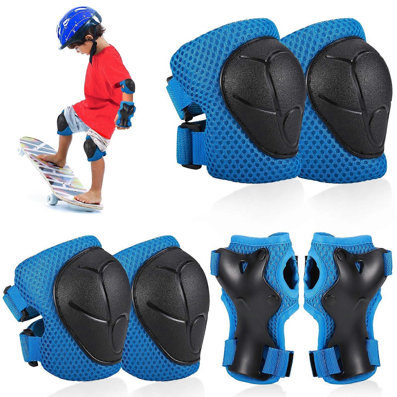 Children's Inline Pads Set 6-In-1 Inline Protectors For Knee And Elbow, Roller Skates, Skateboard, Scooter Blue