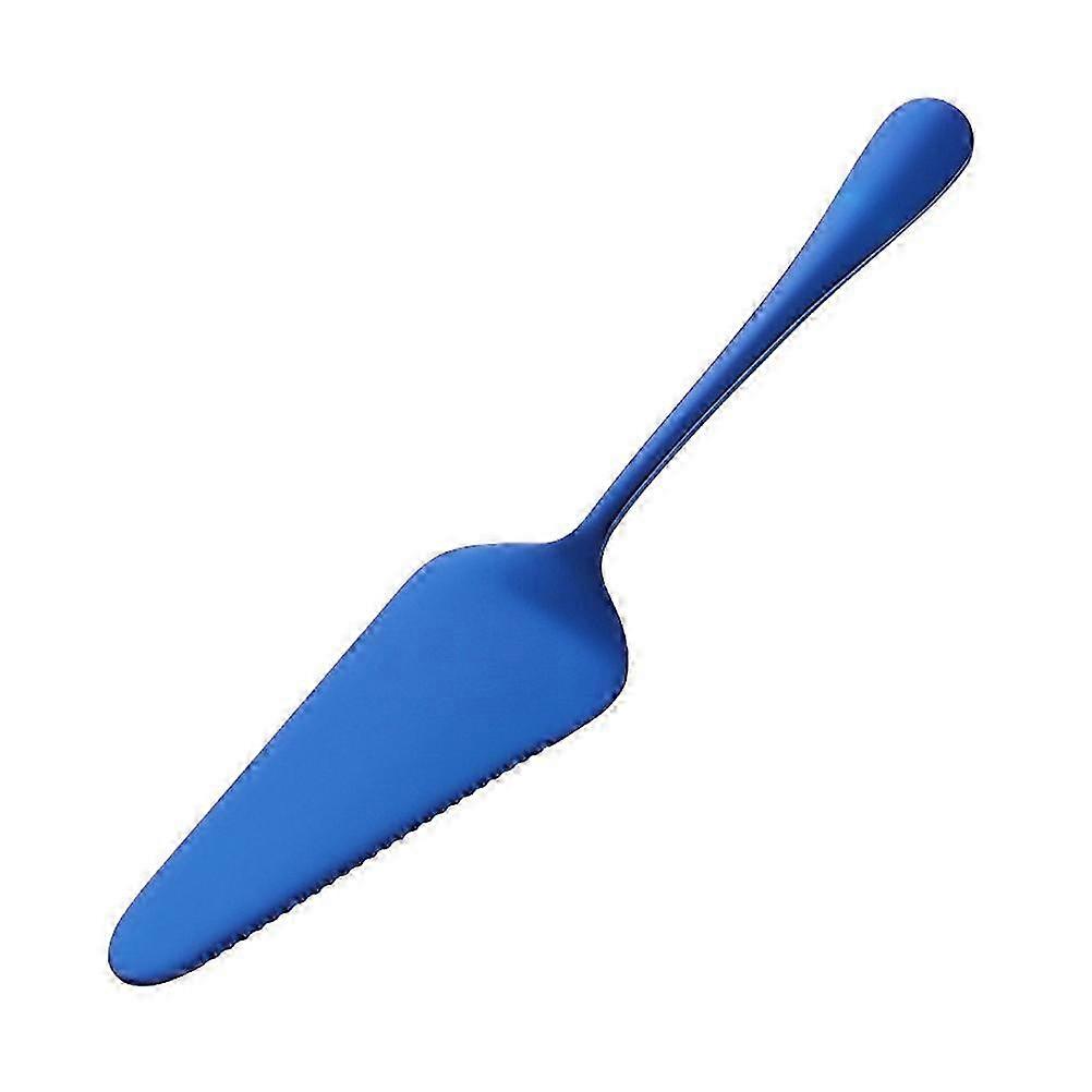 Blue Stainless Steel Serrated Cake Spatula Kitchen Tool for Serving Pizza, Cheese, and Cream