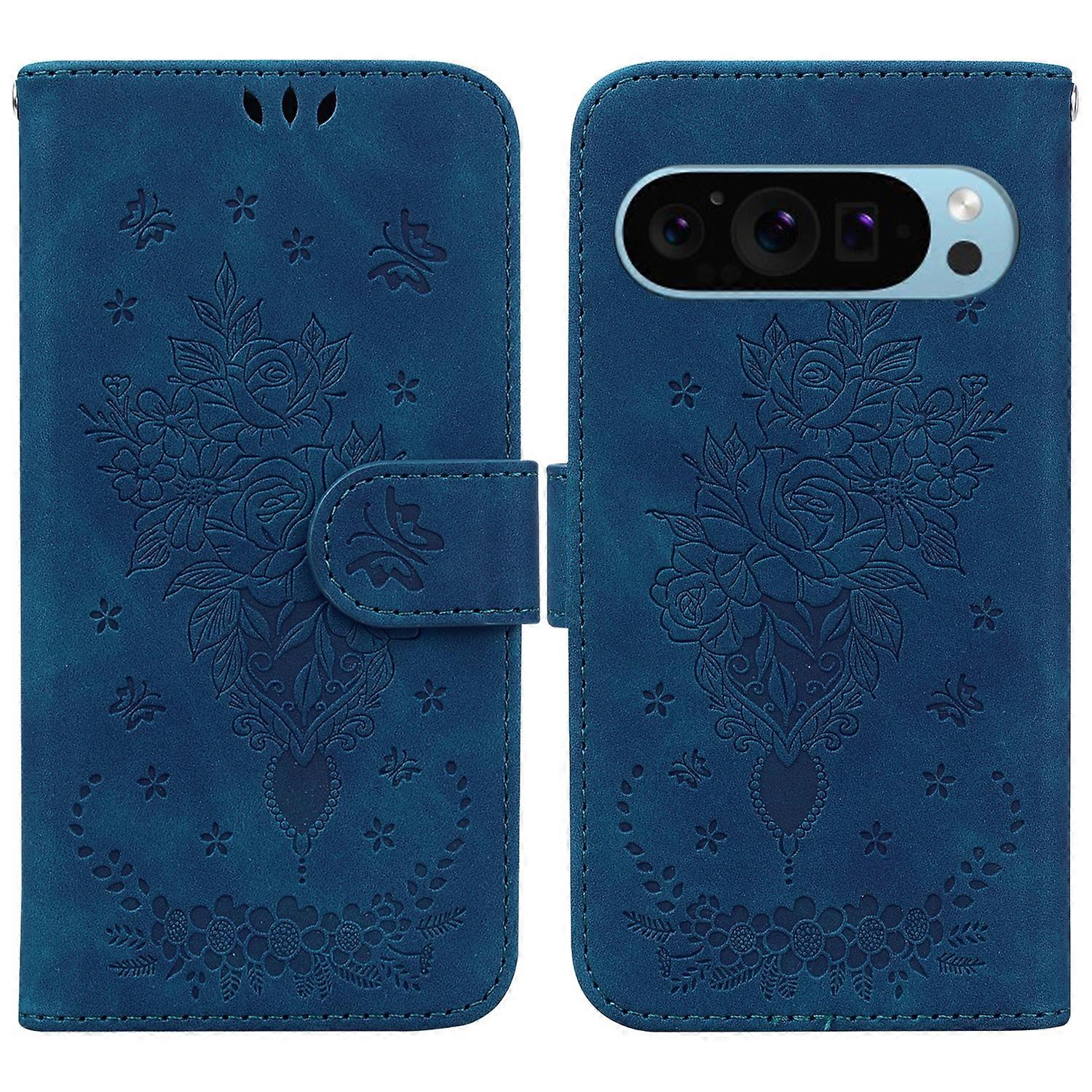 Capa de Telefone de Couro com Relevo Butterfly Rose