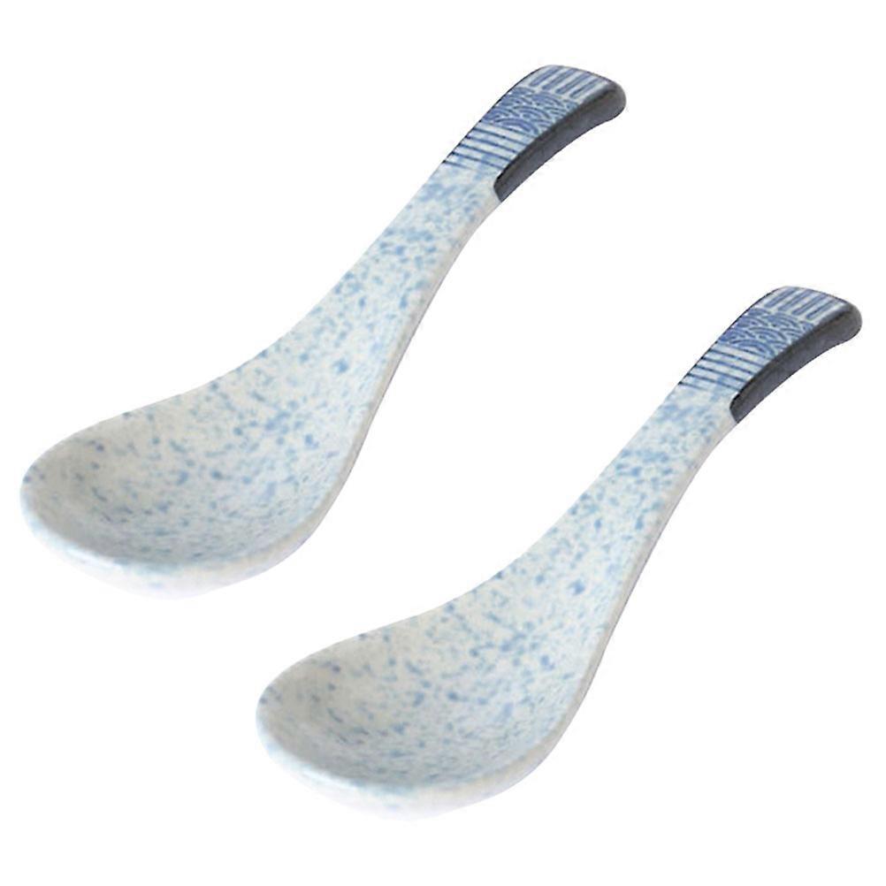 Multipurpose Cooking Spoon Multi-Function Soup Spoons Restaurant Use 14.2X4X1CM Serving Porridge Blue 2Pcs