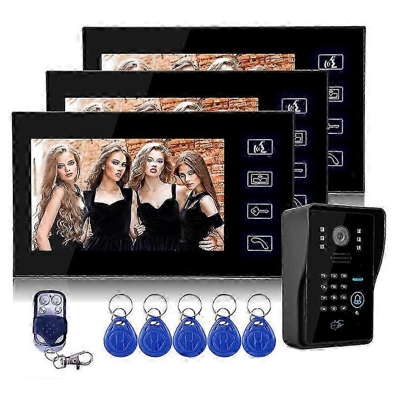 1 Camera + 3 Monitor EU Plug 7 Video Door Phone Doorbell Intercom