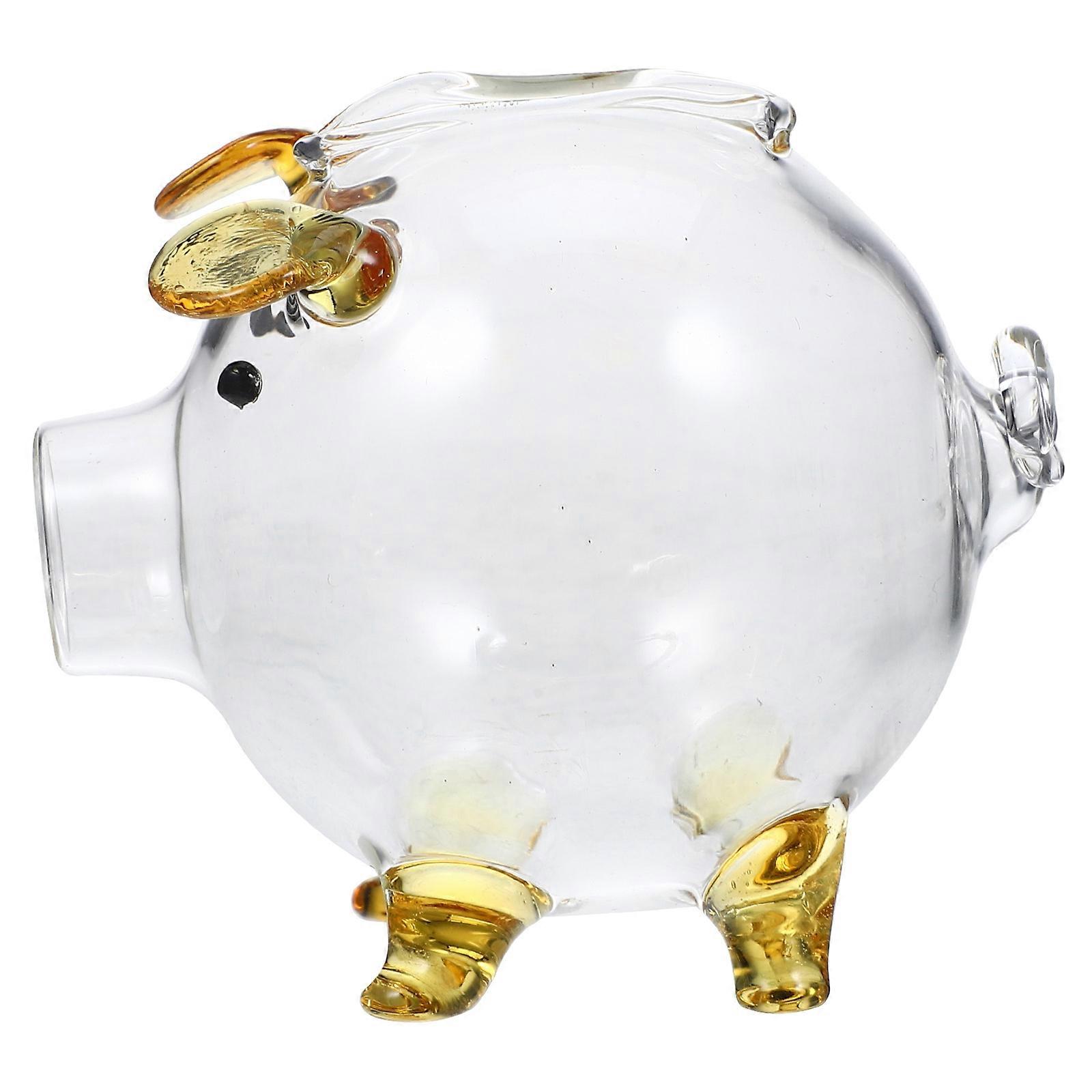 Clear Savings Jar High Borosilicate Glass Piggy Bank Pig Shaped Money Storage Child's Room 1Pack