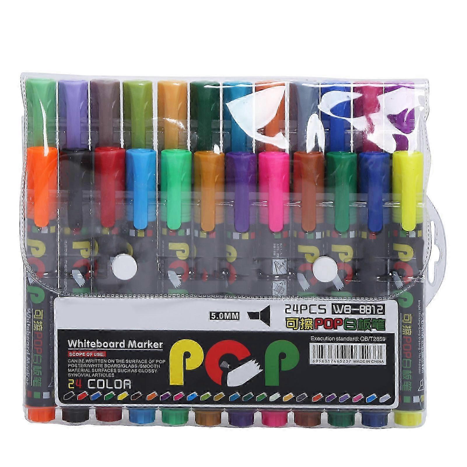 24Pcs Whiteboard Pen Multifunctional Colorful Fast Drying Marker for Graffiti Writing