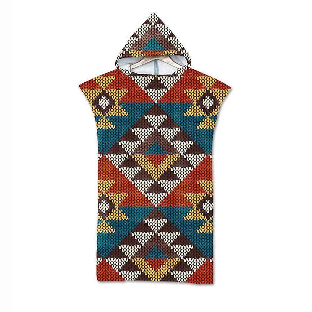 Beach towel with hood, for adults, surfing, swimming, rain hood with hood, one size, unisex, abstract geometric pattern, part D – A, 1 piece