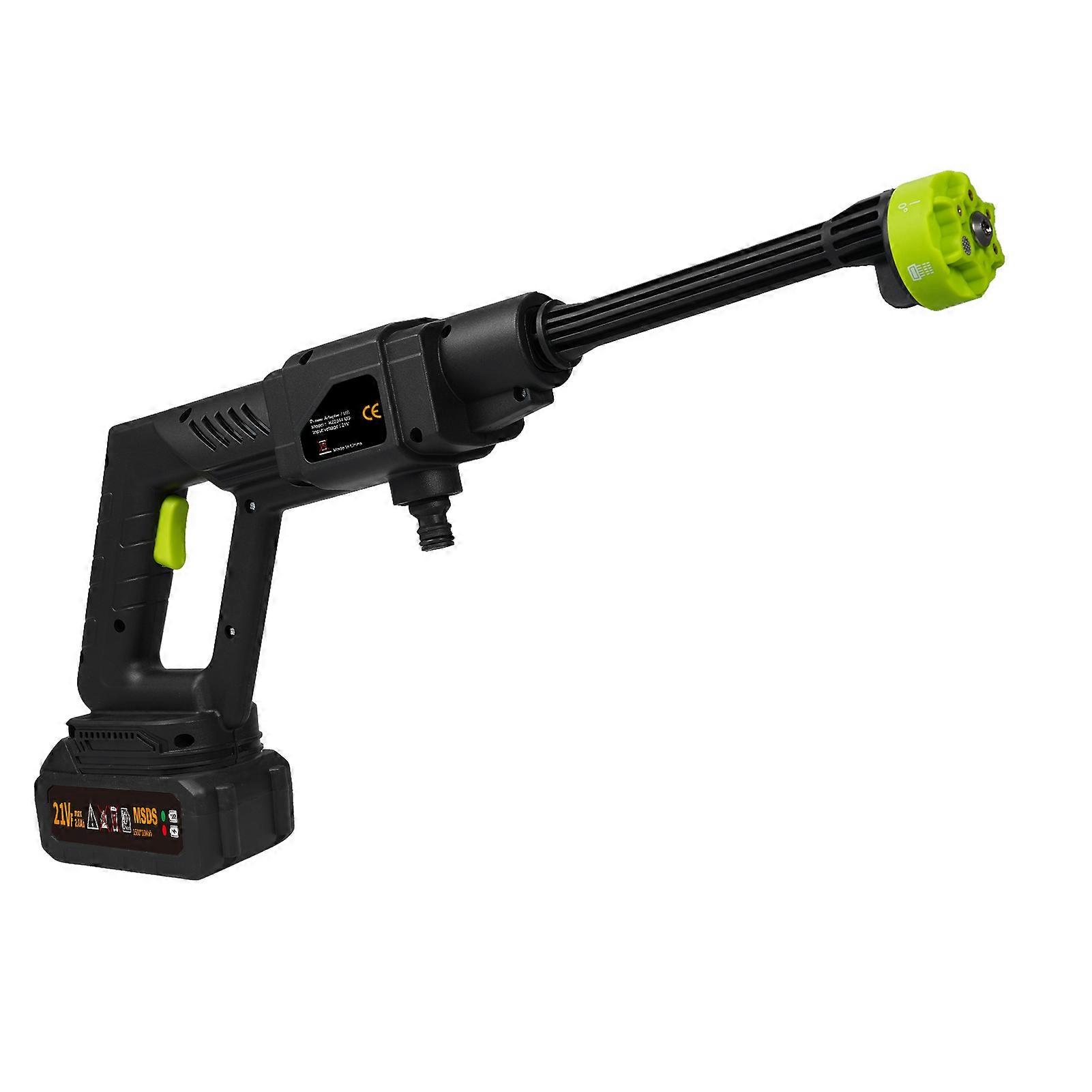 300W car wash gun with 6-in-1 nozzle, 1 battery (black UK standard), tool box + certified plug