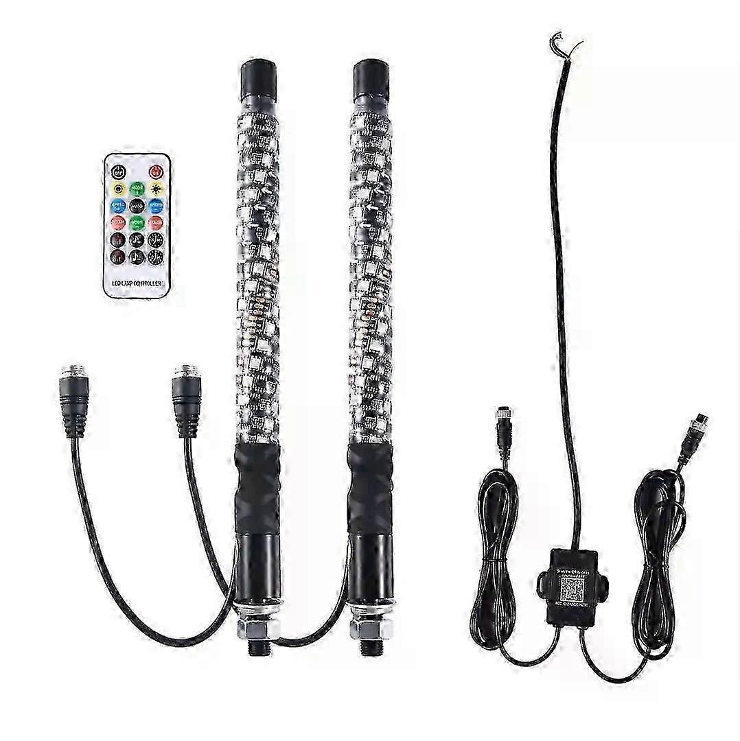 2pcs 1ft LED Whip Lights with Remote Control for Flagpole Antenna Compatible with UTV, ATV, Off-Road Vehicles, Trucks, Sand Buggies, Dune Bu